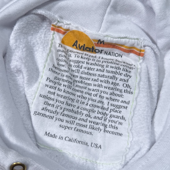 Aviator Nation White Hoodie with Multicolor Stripes - Picture 7 of 10